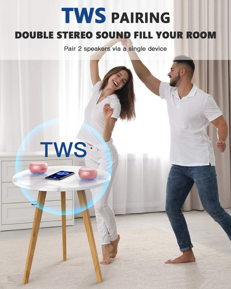 [Australia - AusPower] - NUBWO Portable Bluetooth Wireless Speaker with Bass TWS, Bulti in Mic, 15H Playtime Small Speaker for Iphone, iPad, Mac, Tablet, Echo Rose Gold 