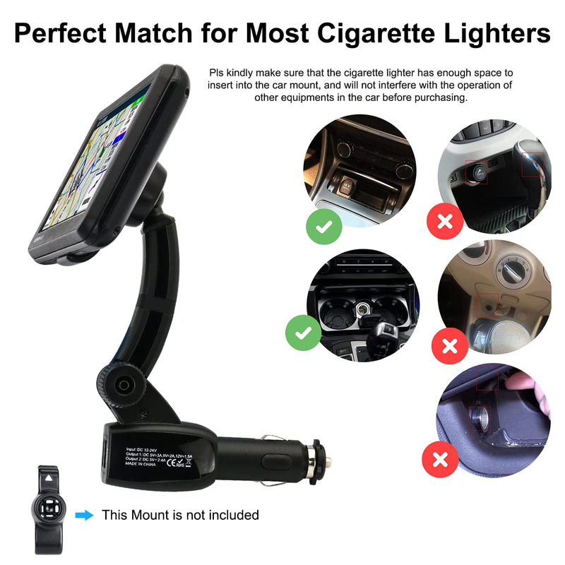 [Australia - AusPower] - Cigarette Lighter GPS Mount, Aozcu Fast Charging Cig Lighter GPS Holder with Dual USB Chargers for Garmin Nuvi Dezl Drive RV Drives mart Zumo Driveassist StreetPilot 