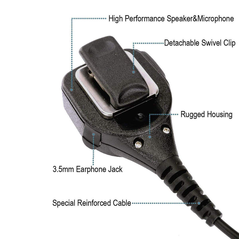[Australia - AusPower] - Speaker 2 Pin Mic Shoulder Microphone Compatible with Motorola Radios CP200 CP200D CP200XLS CP185 CP110 CLS1410 CLS1110 PR400 VL50 DTR650 RMU2040 RMU2080 RDU4160D with Tactical Mic Clip 