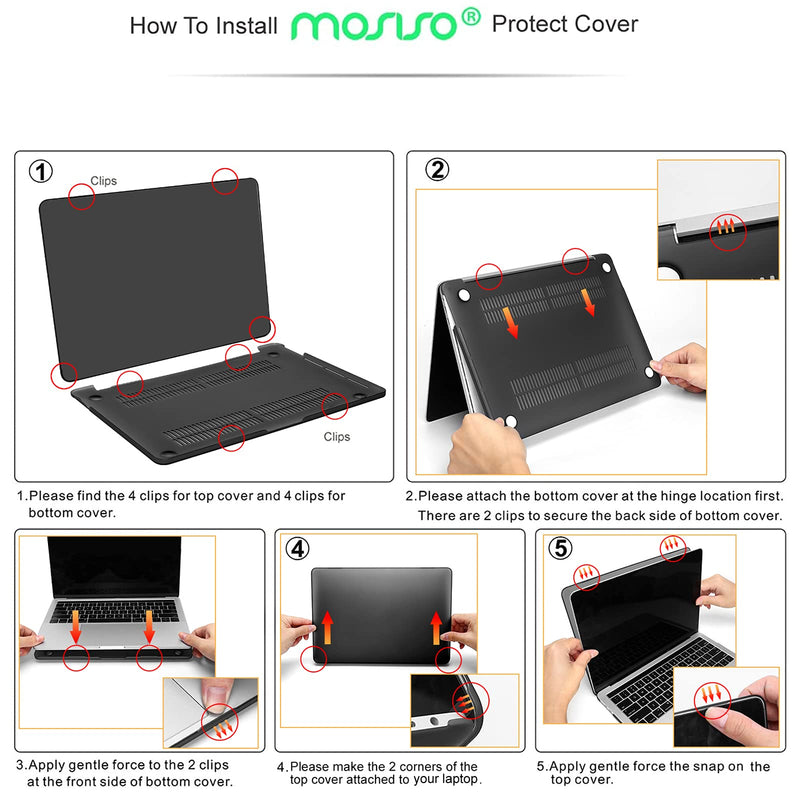 [Australia - AusPower] - MOSISO Compatible with MacBook Pro 13 inch Case 2020-2016 Release A2338 M1 A2289 A2251 A2159 A1989 A1706 A1708, Plastic Hard Shell Case & Keyboard Cover Skin & Webcam Cover, Black 