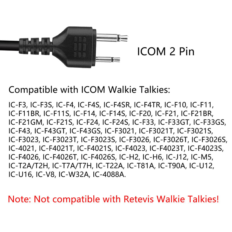 [Australia - AusPower] - Retevis EAI001 Acoustic Tube Surveillance 2 Way Radio Earpiece with Mic, Compatible with ICOM IC-F24S IC-F3S IC-F4 IC-F14 IC-F3021S IC-F4021 Two Way Radios, Earpiece for Walkie Talkie with PTT(1 Pack) 