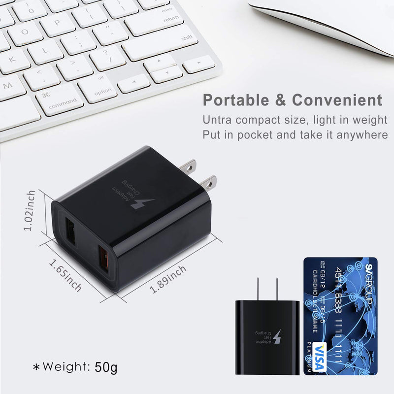 [Australia - AusPower] - Quick Charger 3.0, Pofesun 2Pack 30W Fast 3.0 USB Wall Charger Adapter Dual Port Adaptive Fast Charging Block Compatible for Samsung Galaxy S10 S9 S8 Plus S7 Edge Note 8 9 10,iPhone,Pad- Black,Black 