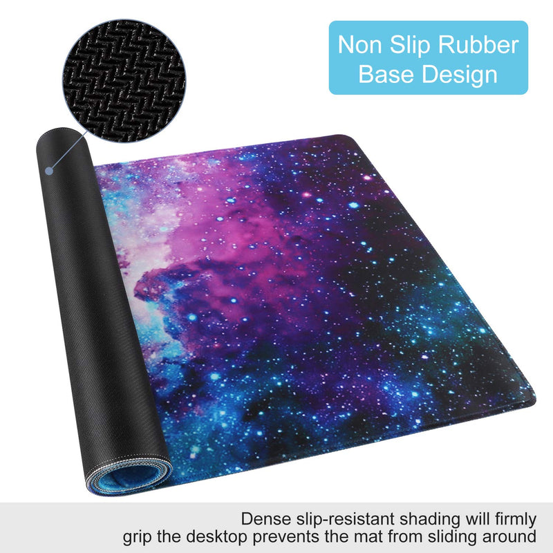 [Australia - AusPower] - Extended Gaming Mouse Pad Mat Large Desk Mat Non Slip Rubber Base Computer Desktop Laptop Keyboard Mouse Mat with Stitched Edges, 35.1 x 15.75 in Long XXL Waterproof Mousepad for Work Game, Galaxy Nebula Galaxy 