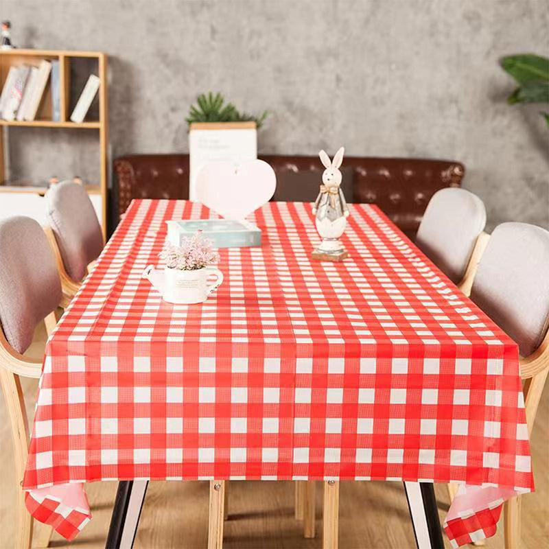 [Australia - AusPower] - Gz party 4Packs 54x108 inches Red and White Checkered Plastic Tablecovers,Waterproof Oil-Proof Vinyl Plastic Table Cover for Outdorre, Picnic, Camping, Holiday Christmas Tablecloth 