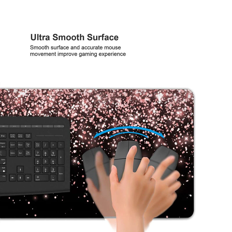 [Australia - AusPower] - Rose Gold Glitter Black Gaming Mouse Pad Large XL Long Extended Pads Big Mousepad Keyboard Mouse Mat Desk Pad Home Office Decor Accessories for Computer Pc Laptop Rose Gold Glitter Black 