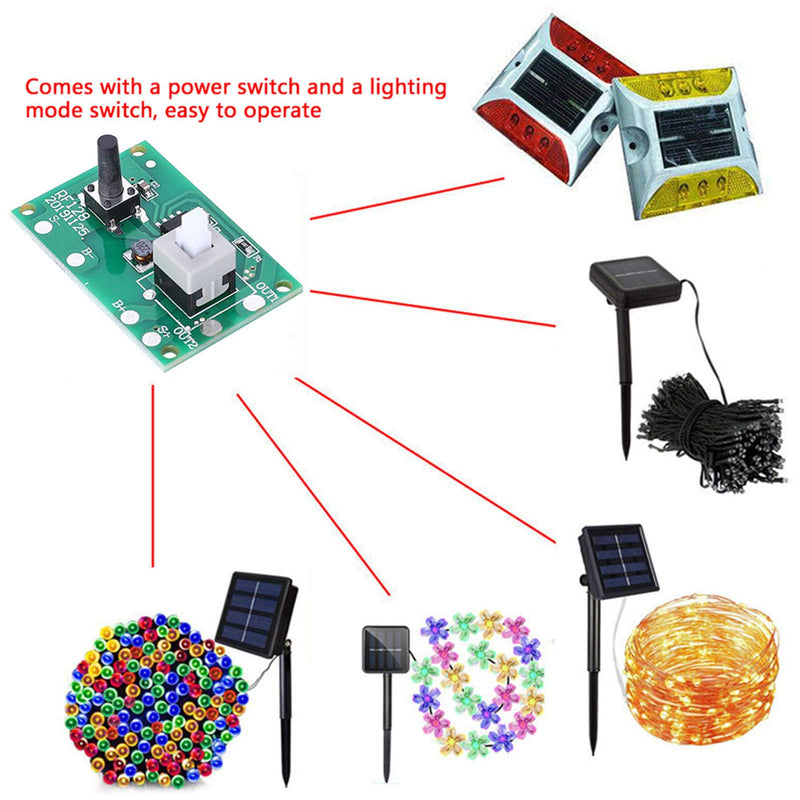 [Australia - AusPower] - 2Pcs Solar Lamp String Controller Module 1.2V Circuit Board with 8 Modes and Switch Light Accessories Max Current 400mA Industrial for LED Solar String Lights 