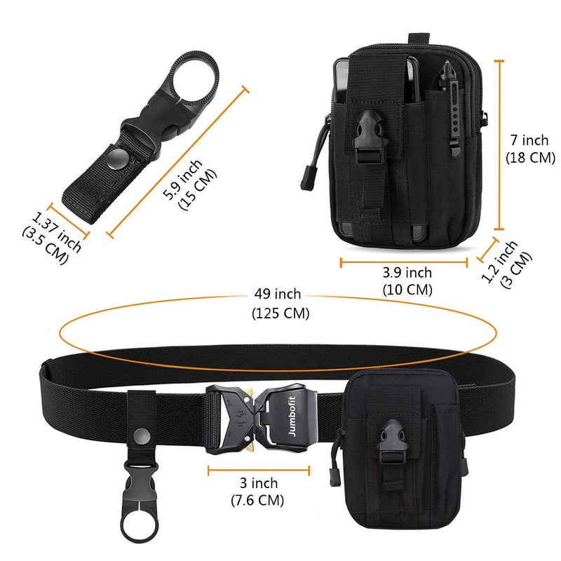 [Australia - AusPower] - Jumbofit Tactical Belt for Men and Women, Military Work Belt Nylon with Quick-Release Buckle, Gift with Molle Pouch & Clip Black 