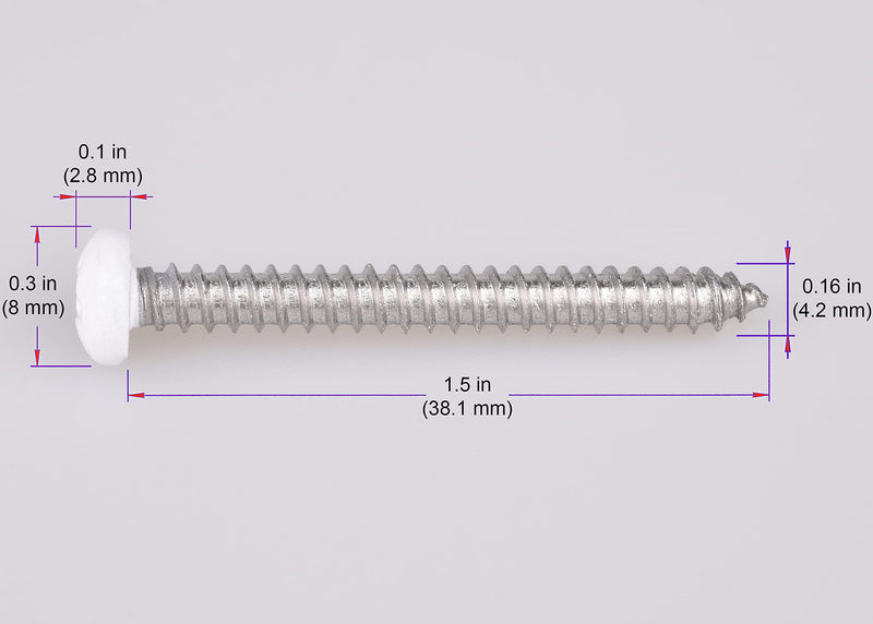 [Australia - AusPower] - 60 pcs # 8 X 1 1/2" White Screws White pan Head Machine Screws White rv Screws Twinfast Thread Cargo RV Zinc Plated Corrosion Resistance #2 Phillips Bit with Screw Bit 