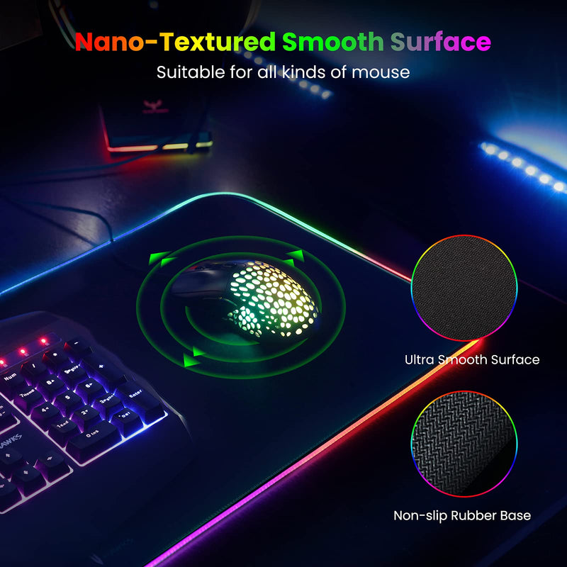 [Australia - AusPower] - Blade Hawks RGB Gaming Mouse Pad, Extra Large Extended Soft LED Mouse Pad, Anti-Slip Rubber Base, Computer Keyboard Mousepad Mat (31.5 x 12 Inch) Black 