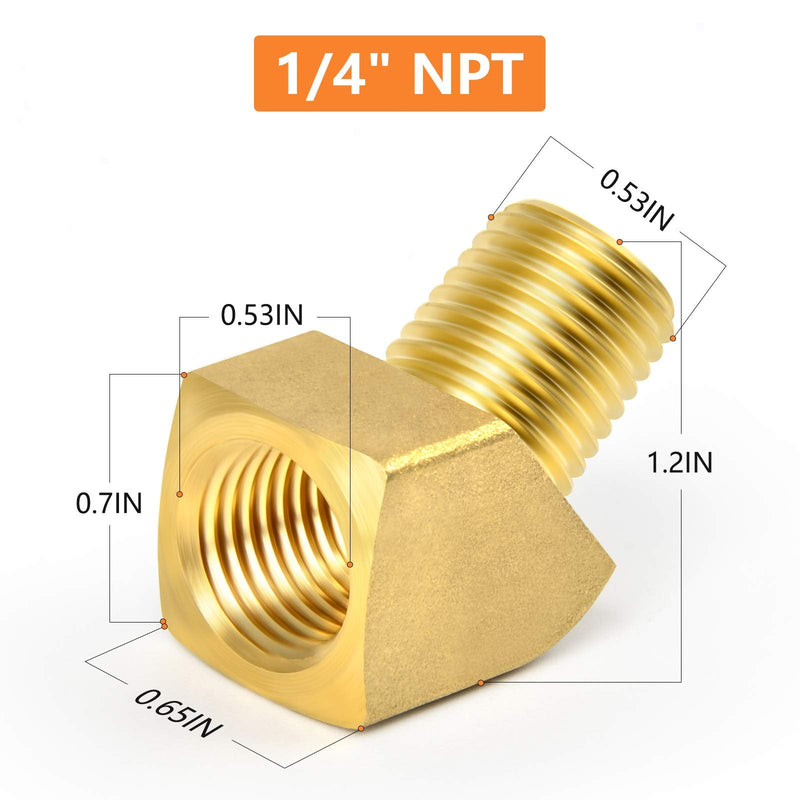 [Australia - AusPower] - GASHER 5PCS 45 Degree Street Elbow Brass Pipe Fitting 1/4" NPT Female x 1/4" NPT Male 5PCS 45-Degree 