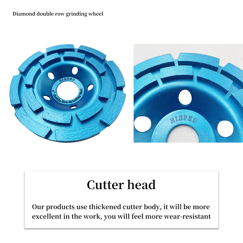 [Australia - AusPower] - HISPED 100mm(4") Double Row Diamond Grinding Wheel Concrete Grinding Wheel for Grinding Concrete and Stone Blue 4" 