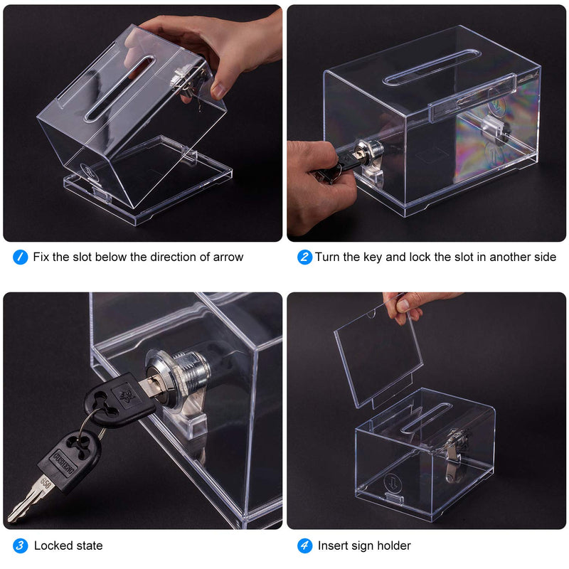 [Australia - AusPower] - Polmart Clear Suggestion/Business Card Drawing Box with Sign and Lock 1 Box 