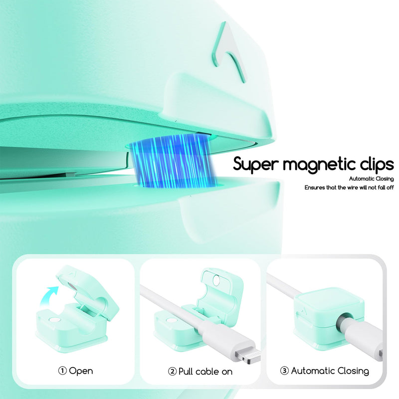 [Australia - AusPower] - smofish Cord Organizer Holder, 6 Pack Magnetic Desk Cable Clips Management, Hide Phone Charging Cable Keeper, Strong Adhesive Wire Charger Holder for Nightstand, Kitchen Appliances, Office Supplies mint green 