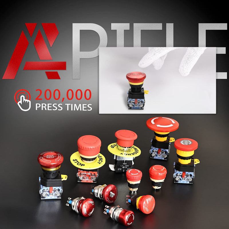 [Australia - AusPower] - APIELE 22mm 1NO 1NC Red Metal Head Mushroom Emergency Stop Push Button Switch 600V 10 Amp (Type A) TYPE A ( Metal Head) 