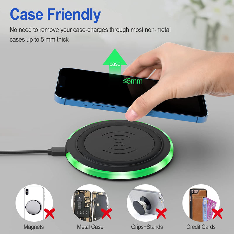 [Australia - AusPower] - Wireless Charger,Qi-Certified Fast Wireless Charging Pad Compatible with 13/13 mini/12/SE 2/11/11 Pro/XS Max/XR/X/8 Plus,Samsung Galaxy S21/S20/Note 10/S10,5W AirPods 2(No AC Adapter) 