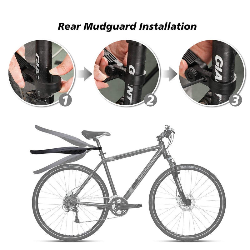 [Australia - AusPower] - TAGVO Bike Mudguard Set for 24/26/27.5 inch, 3 Parts-Universal Full Cover Thicken Widen Bicycle Fenders Set Mountain Bike Front and Rear Mud Guard Adjustable Bike Fender Mudflap for MTB Road Bike black 