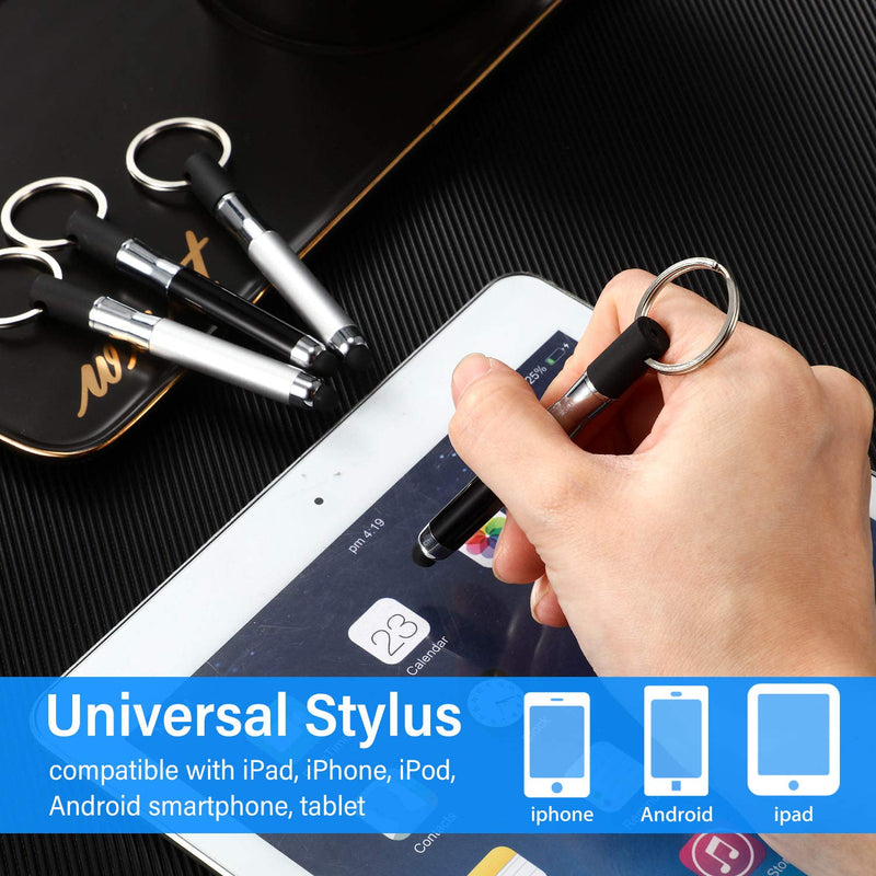 [Australia - AusPower] - Outus 4 Pieces Mini Stylus Pen with Keyring Loop 3-in-1 Accessory Bullet Capacitive Stylus Pen Keychain Stylus Tablet Pen Touchscreen Stylus Pen 