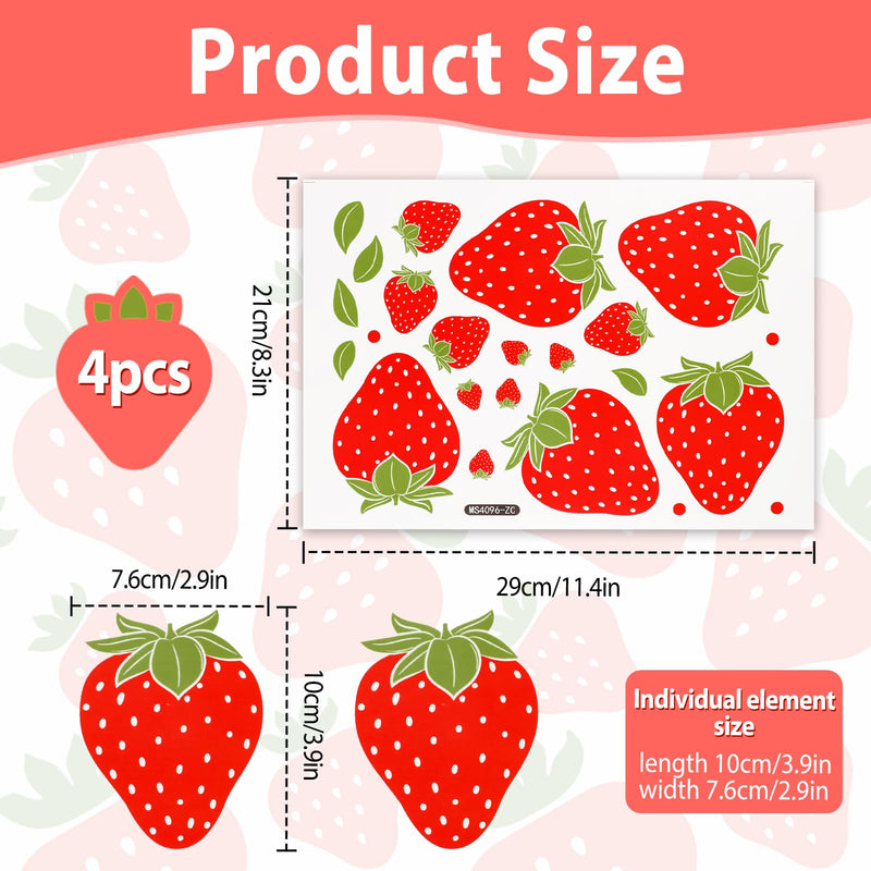 [Australia - AusPower] - 4 Pages Strawberry Stickers, Cute Strawberry Shortcake Stickers, Waterproof Removable Strawberry Wallpaper Stickers for Girl Decorations 