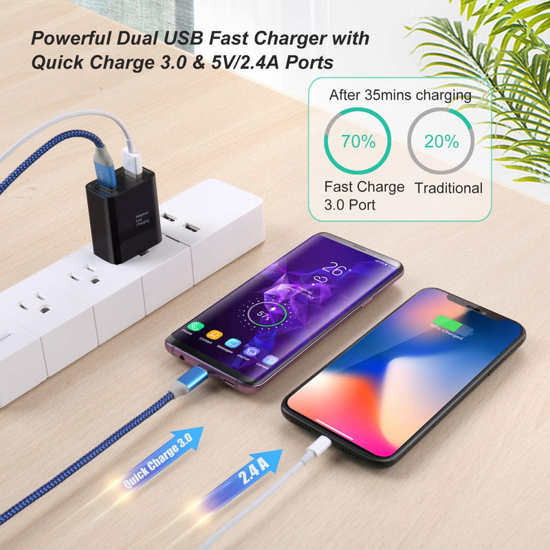[Australia - AusPower] - Dual USB Wall Charger, Costyle 3 Pack 30W 2 Ports Adaptive Fast Charging Block (Quick Charger 3.0 & 5V 2.4A) Wall Plug Compatible iPhone 11 XS Max, Samsung Galaxy S10 S9 S8,Note 8 9 10,Pixel (Black) Black 