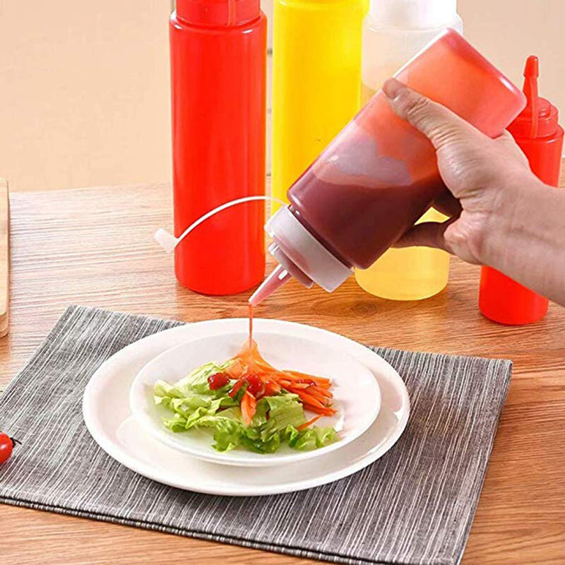 [Australia - AusPower] - 12 Pack 8 oz Plastic Squeeze Bottles Multipurpose Squirt Bottles for Ketchup,Condiments,BBQ Sauce,Dressing,Barbecue,Grilling,Crafts,Syrup and More 8OZ 