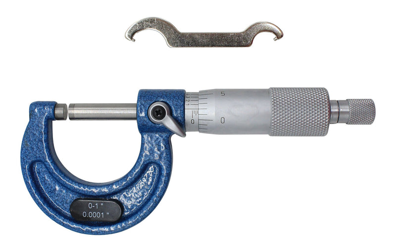 [Australia - AusPower] - Outside Micrometer 0-1" Measuring Range 0.0001" Resolution Measuring Tool Measurements Mechanist Tools Blue 