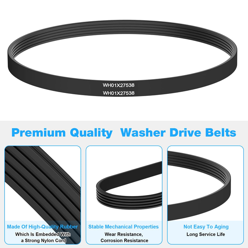 [Australia - AusPower] - WH01X27538 Washer Motor Drive Belt Replacement GE Hotpoint Clothes Washing Machine Parts PS12299369, AP6328256, 4587903,290D1101P005-22" Long, 5 Ribs, 4 Grooves 