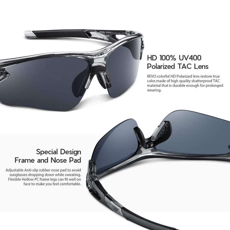 [Australia - AusPower] - Polarized Sports Sunglasses for Men Women Youth Baseball Fishing Cycling Running Golf Motorcycle Tac Glasses UV400 Clear Gray/3# Smoke 