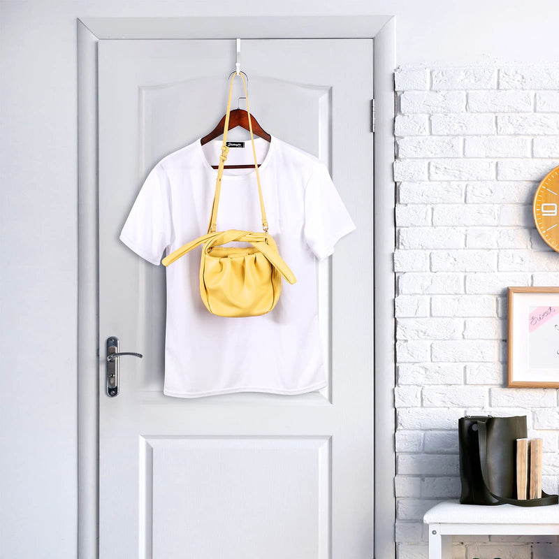 [Australia - AusPower] - Hotop 2 Pieces Over Door Hooks Single Over Door Hooks Valet Hooks Multi Hanging Storage Hanger for Clothes Coats Towels Hats Scarves Purses Keys and More (White) White 