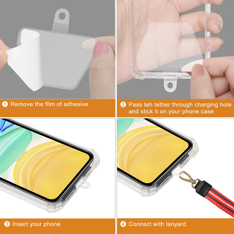 [Australia - AusPower] - 4 Pack Phone Tether Tab, COCASES Phone Lasso Connector for Cell Phone Safety Lanyard Patch (Transparent x4) transparent 