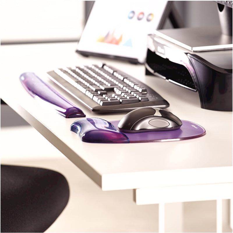 [Australia - AusPower] - Fellowes Gel Crystal Transparent Mousepad and Wrist Rest - Purple, 9.05" x 7.95" 