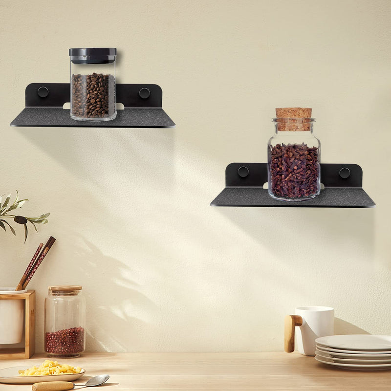 [Australia - AusPower] - TRINENOX Floating Wall Shelves, 6" Wall Metal Speaker Mount Shelves for Bluetooth Speaker, Webcam, Cell Phones, Mesh Router, Award Toy Display Shelf Speaker Shelf (2 Pack) 2 Pack 