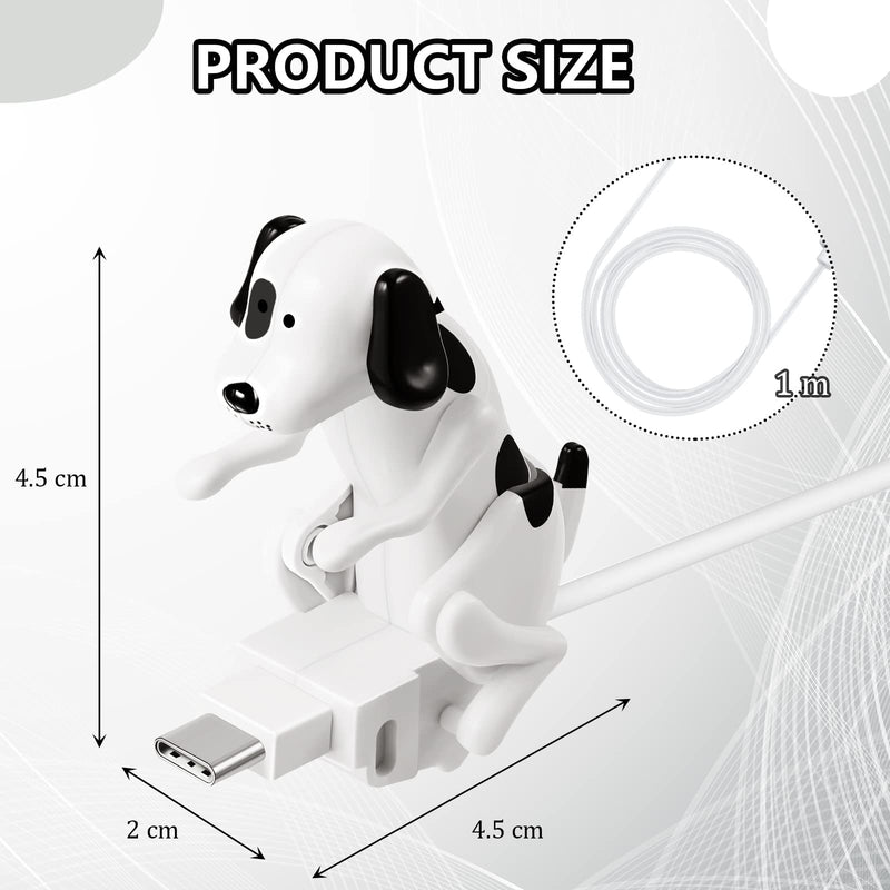 [Australia - AusPower] - Frienda Stray Dog Charging Cable Dog Smartphone USB Cable Charger USB Data Transmission Mini Humping Spot Dog Cable for Type-C USB Charging Cable of Mobile Phones, White Compatible with Type-C 
