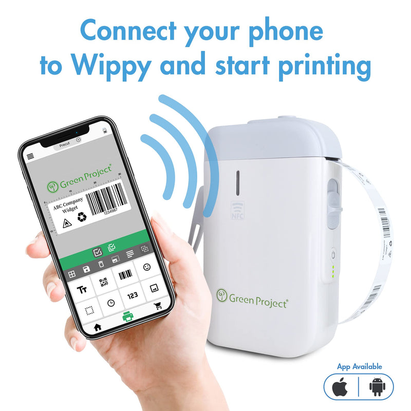 [Australia - AusPower] - Wippy Portable Label Printer - Label Maker with Tape - Sticker Label - Easy to Use - Works with iPhone and Android Phones - Home and Office Use 