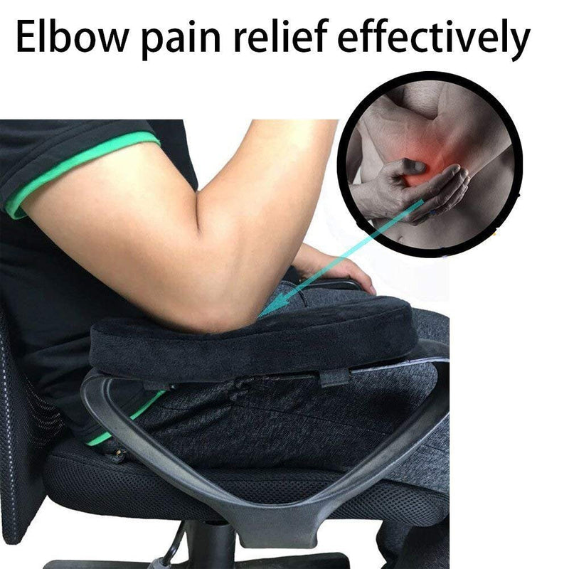 [Australia - AusPower] - 2 Pack Office Chair Armrest Pads Covers with Memory Foam Elbow Pillow for Forearm Pressure Relief, Black Arm Rest Covers for Office Chairs, Wheelchair, Comfy Gaming Chair 