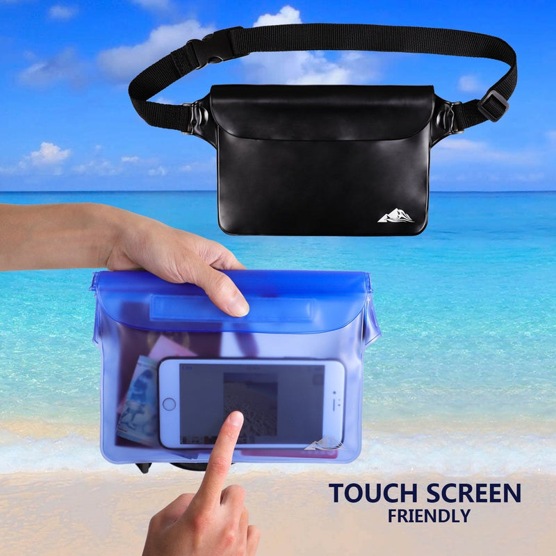 [Australia - AusPower] - HEETA 2-Pack Waterproof Pouch, Screen Touch Sensitive Waterproof Bag with Adjustable Waist Strap - Keep Your Phone and Valuables Dry - Perfect for Swimming Diving Boating Fishing Beach 