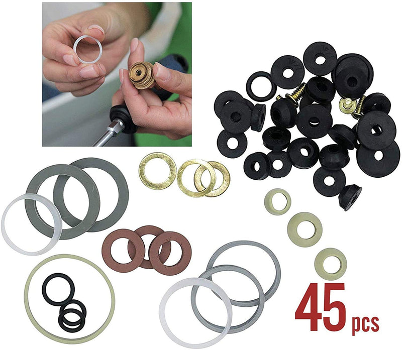 [Australia - AusPower] - Azi 45pc Complete Home Washer Plumbing Repair Kit Assortment DIY and Professional Repairs  Plumbing Emergencies, Worn Out Washer Replacements 45pc Plumbing Repair Kit 