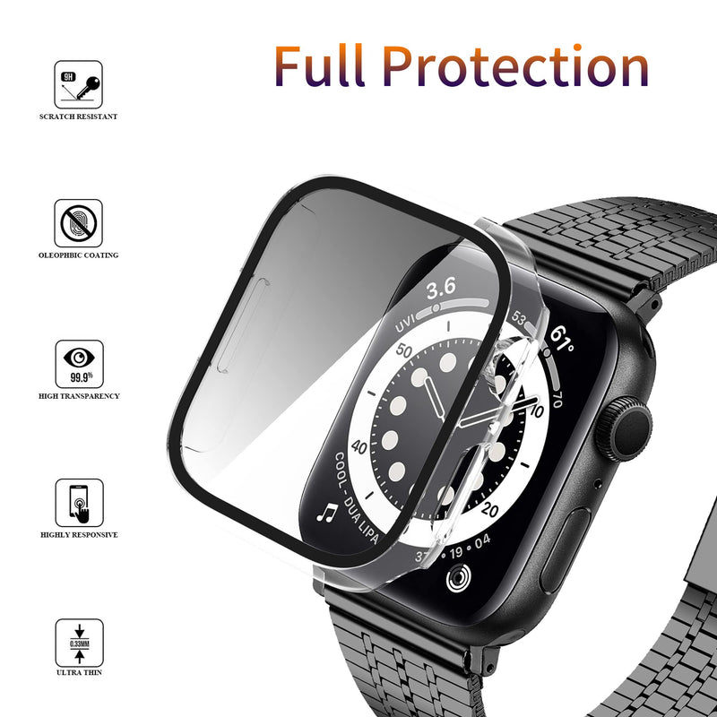 [Australia - AusPower] - [2-Pack] Compatible with Apple Watch Series 7 45mm Case with Tempered Glass Screen Protector, RICHONE Hard PC Bumper Full Coverage Protective Cover (45mm, 2 Clear) 