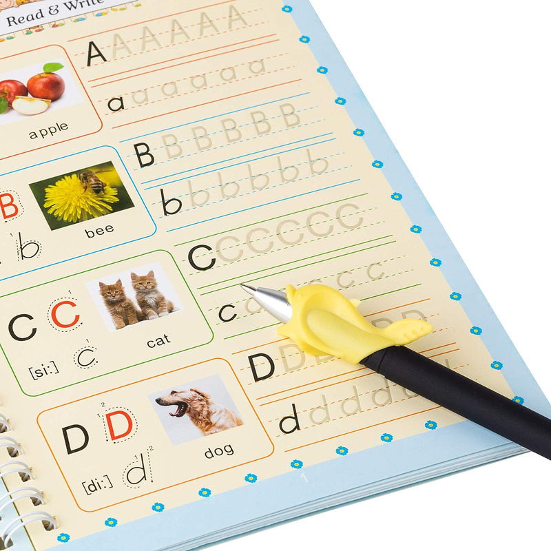 [Australia - AusPower] - Magic Ink Copybooks for Kids Reusable Handwriting Workbooks for Preschools Grooves Template Design and Handwriting Aid (4books+Pens) 4books+Pens 