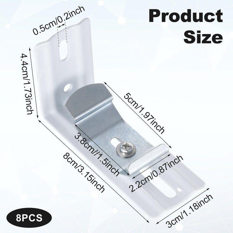 [Australia - AusPower] - HINZIC 8 pcs Vertical Blind L Bracket Vertical Blind Bracket Clips 3 inch Length for Vertical Blinds with Headrail Width 1-1/2"(38mm) Bracket Clips Outside Mounting 