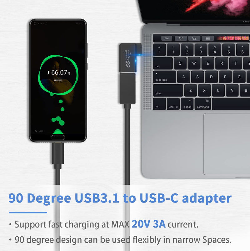 [Australia - AusPower] - Poyiccot Right Angle USB C to USB Adapter, 10 Gbps (OTG) USB-C to USB 3.0 Adapter, 90 Degree USB-C Male to USB 3.0 Female Adapter, Type C Male Converter for Smartphone Flash Drives Keyboards, 3Pack 