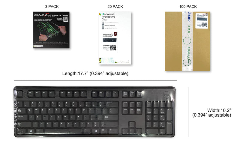 [Australia - AusPower] - Green Onions Supply[3 Pack] Universal Fully Covered Flat Style 0.025mm Wipeable Superb Tactile Feeling Waterproof Anti-Dust Keyboard Cap Cover for Desktop Keyboard with Numeric Hospital/Dentist Use 