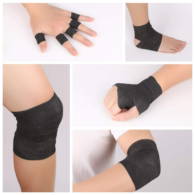 [Australia - AusPower] - Bandage Wrap Self Adhesive Bandage Wrap Breathable Cohesive Bandage Wrap Rolls Athletic Elastic Self Adherent Wrap for Sports Injury ,Wrist, Ankle Sprains (Black, 4 Inch (Pack of 8)) Black 4 Inch (Pack of 8) 