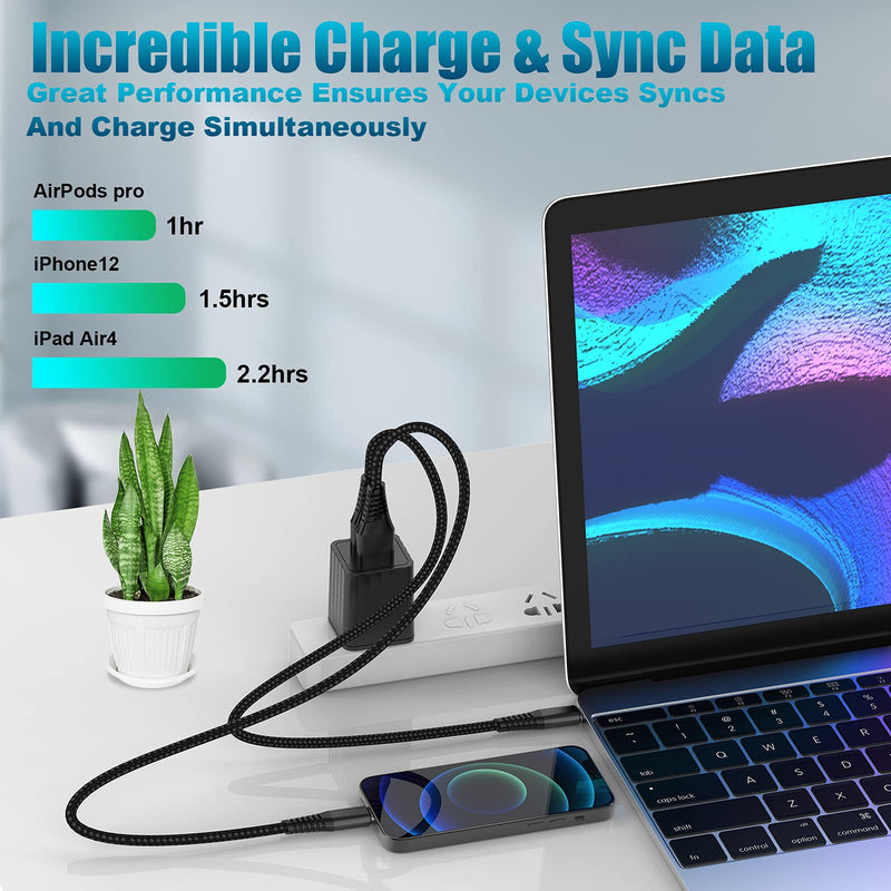 [Australia - AusPower] - [Apple MFi Certified] Short iPhone Charging Cable(3Pack 8 Inch), USB to Lightning Charger Cord for Apple, Nylon Braided Fast Charging Data Syncing Cable for iPhone 13/12/11/Xs/Xr/X/8/7/6/iPad/Airpods Black 