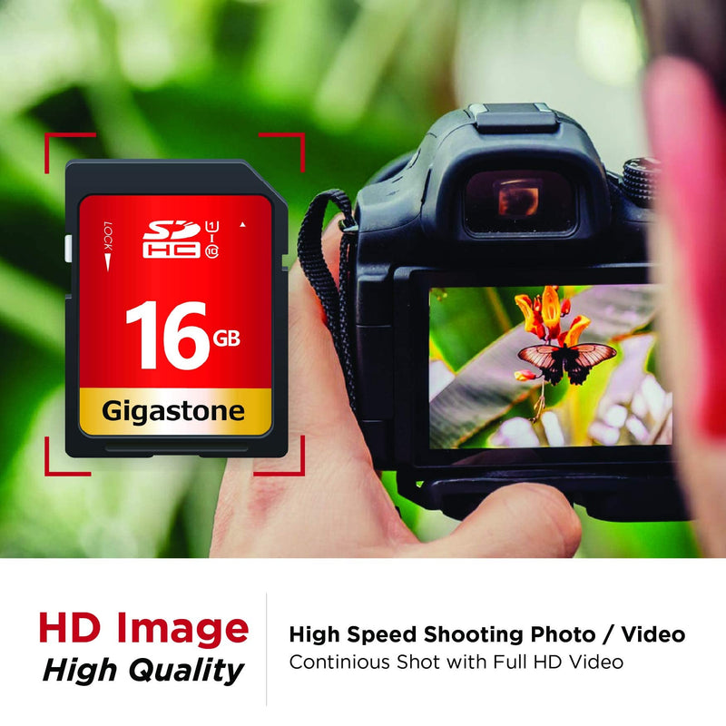 [Australia - AusPower] - Gigastone 16GB 10-Pack SD Card UHS-I U1 Class 10 SDHC Memory Card High-Speed Full HD Video Canon Nikon Sony Pentax Kodak Olympus Panasonic Digital Camera, with 10 Mini Cases SD 16GB U1 10-Pack 