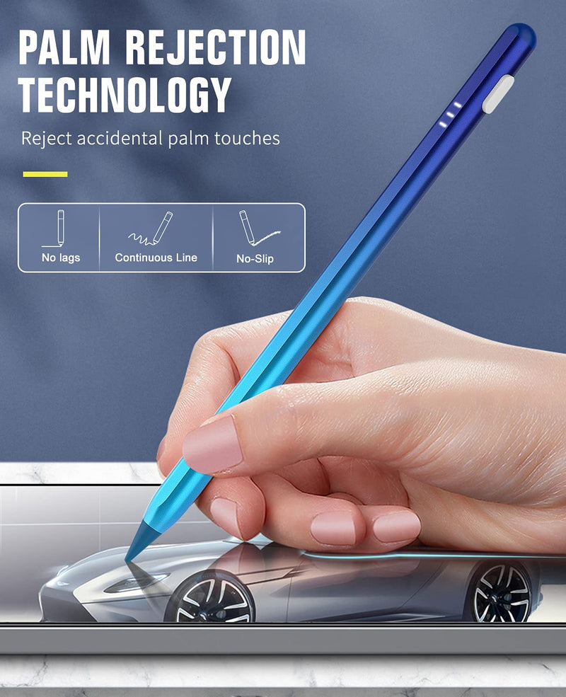 [Australia - AusPower] - TiMOVO Stylus Pen for Apple iPad Palm Rejection Active Digital Tilt Magnetic Stylus Pencil for iPad 9/8/7/6th Generation,iPad Pro 12.9/11,iPad Air 5/4/3,Mini 6/5,Gradient Blue Gradient Blue 