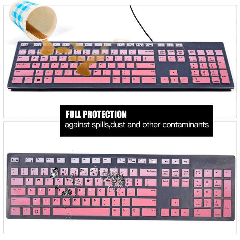 [Australia - AusPower] - Keyboard Cover Skins Compatible with Dell KB216 Wired Keyboard & Dell KM636 Wireless Keyboard & Dell Optiplex 5250 3050 3240 5460 7450 7050 & Dell Inspiron AIO 3475/3670/3477 All-in one Desktop Ombre Pink 
