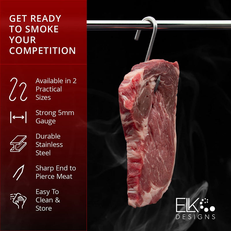 [Australia - AusPower] - 4x4.7 Plus 8x3.9 Meat Hooks, 12 Pcs 5mm Stainless Steel Butcher Hooks, Hanging Meat Hooks, Butcher S Hook Grill Meat Hook, Jerky Hooks, Deer Hook, Meat Processing for Hot and Cold Smoking, BBQ 