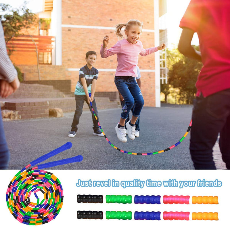 [Australia - AusPower] - Coolrunner 16 FT Long Jump Rope(2 PACK), Double Dutch Jump Rope, Soft Beaded Skipping Rope for Kids Adults, Plastic Segmented Jump Rope, Long Enough for 4-5 Jumpers(Rainbow) (Style 1) (Green) (Blue) Blue 