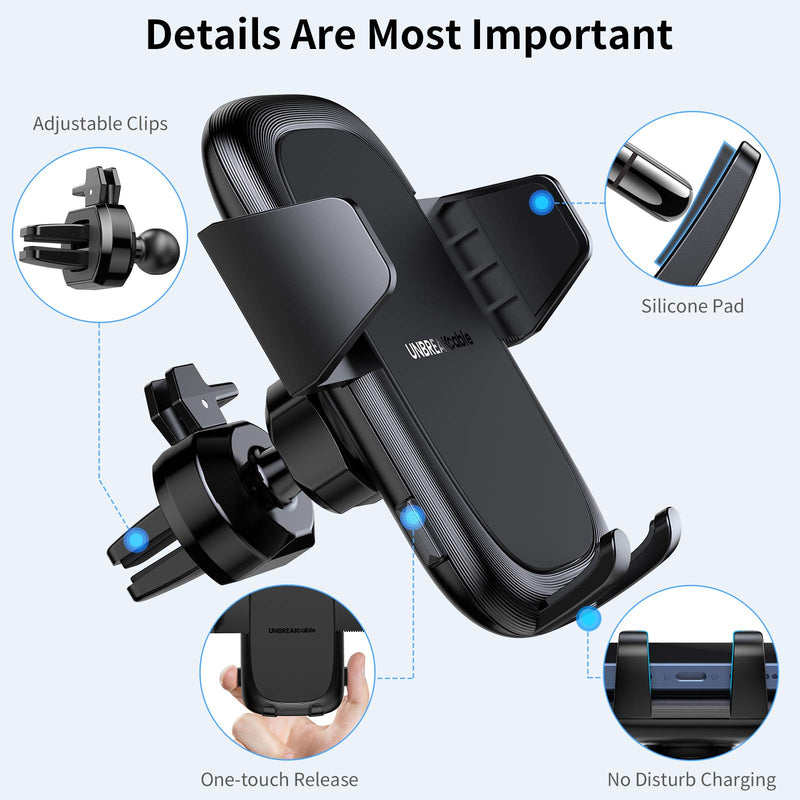 [Australia - AusPower] - UNBREAKcable Vent Phone Mount for Car - [Ultra Stable] Air Vent Universal Car Phone Holder Mount [Big Phones Friendly] [Easy Clamp] Fit for iPhone 13 Pro Max Galaxy Note All Mobile Cell Phones 