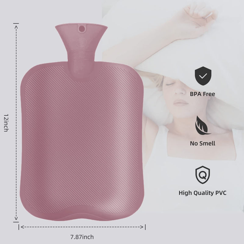 [Australia - AusPower] - OliviaLiving Hot Water Bag Hot Water Bottle 2 Liter Heat Up and Refreezable Hot Cold Pack with Classic Striped for Pain Relief Hot Cold Therapy Orange Red 